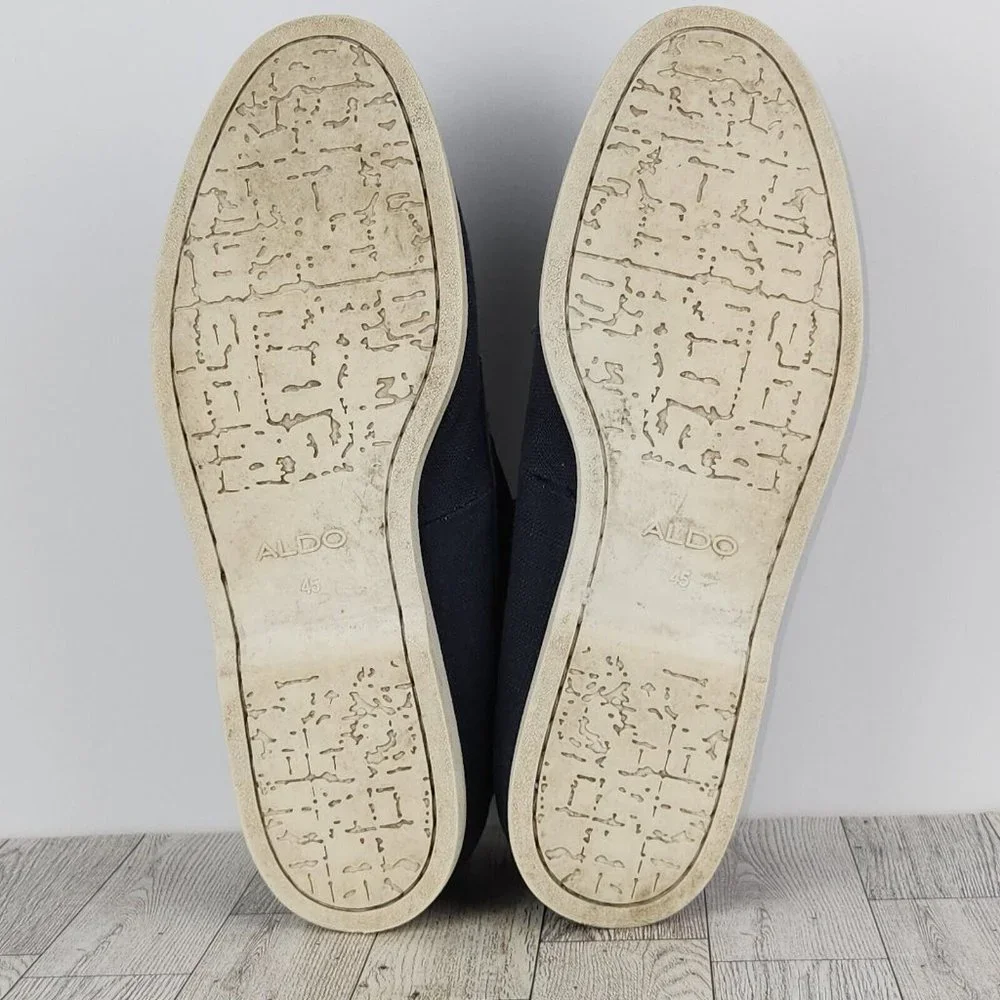 Aldo Casual Boat Shoes Mens Size US 12 EU 45 Blue Mid Top Lace Up Canvas/Leather